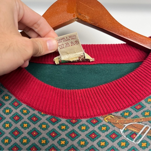 GUCCI Crewneck Double Layer REVERSIBLE Equestrian Horse 80s - Picture 5 of 13